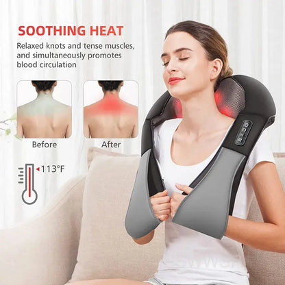 Shiatsu Back Shoulder and Neck Massager U Shape Electric Full Body Massager with Heat Deep Tissue Kneading Pillow Massage